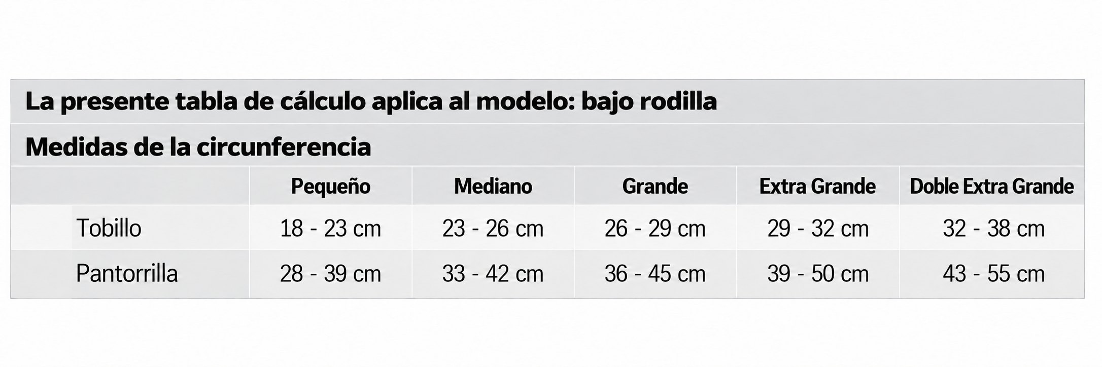 Gu&iacute;a de Tallas Venosan